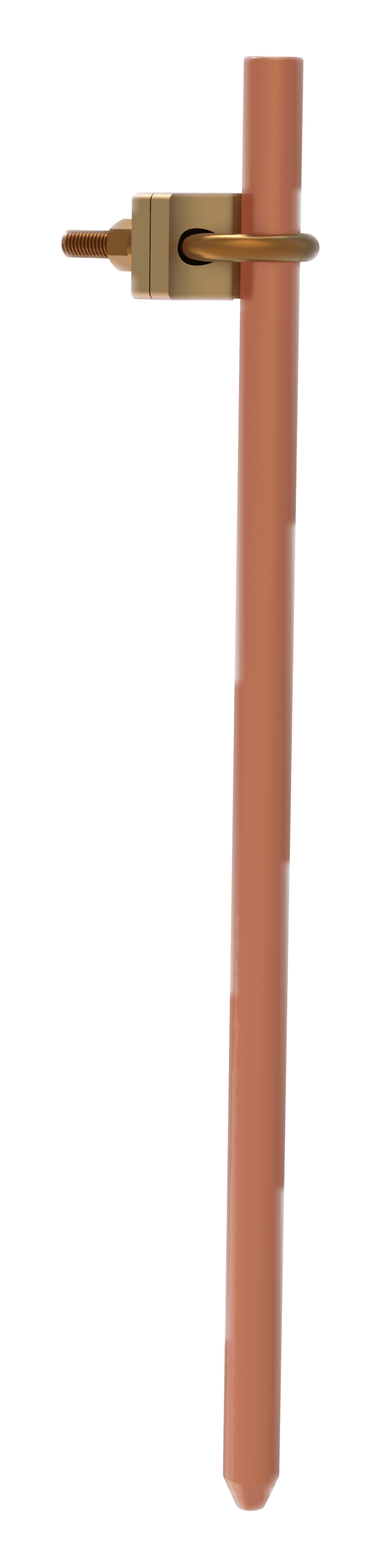 Two-plate Type E clamp mounted to a vertical rod