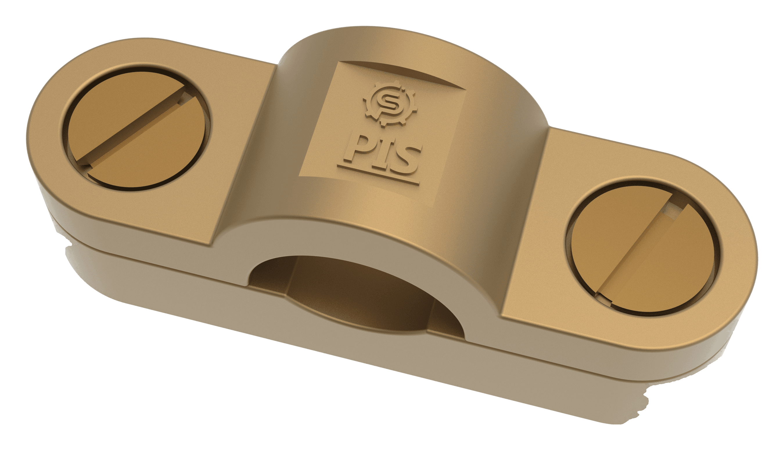 Two slotted screws and raised round-conductor saddle