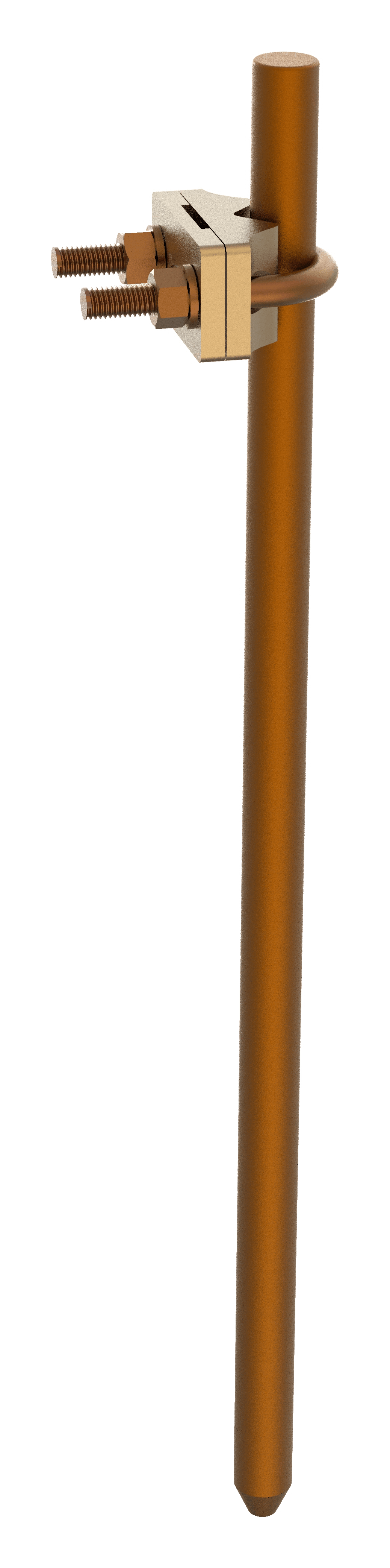Two-plate Type E clamp mounted to a vertical rod