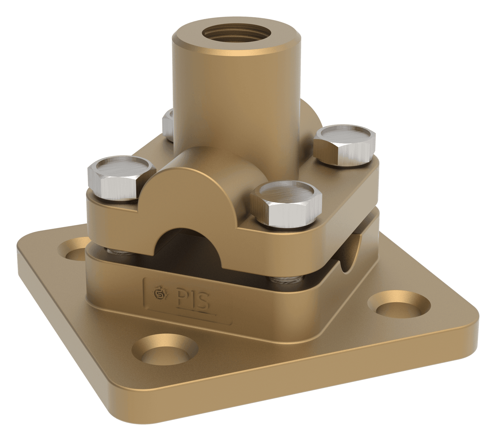 Threaded base socket and four-way round-conductor clamping plates