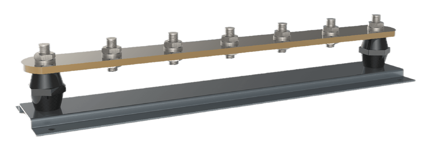 Multiple-terminal earth bar on isolated supports