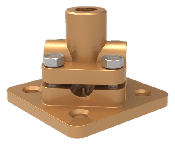 Threaded base socket and four-way round-conductor clamping plates
