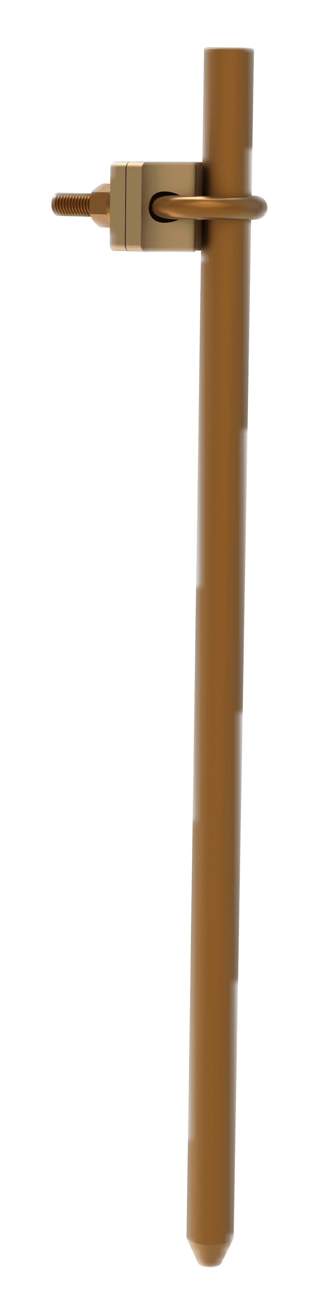 Two-plate Type E clamp mounted to a vertical rod