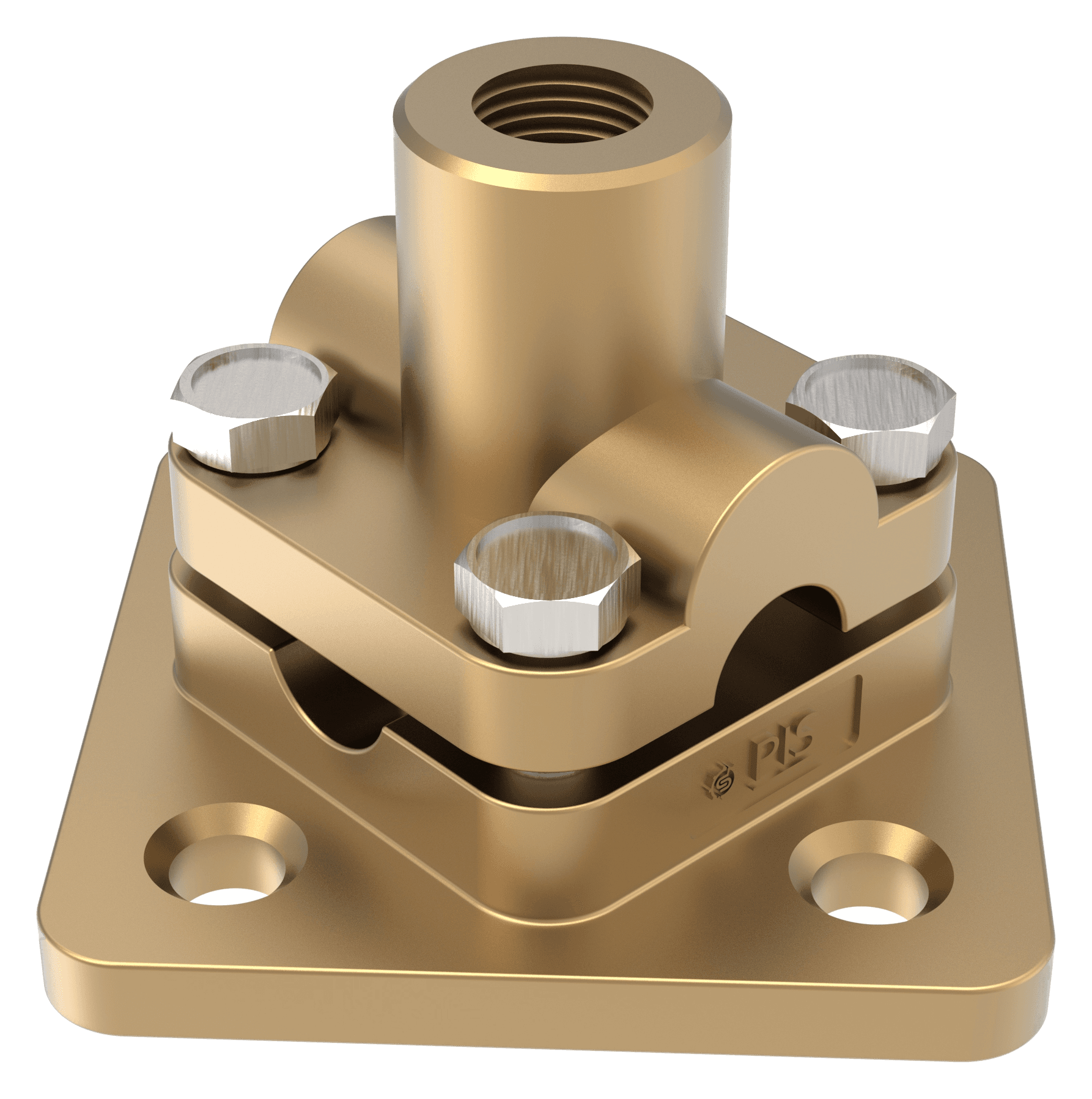 Threaded base socket and four-way round-conductor clamping plates