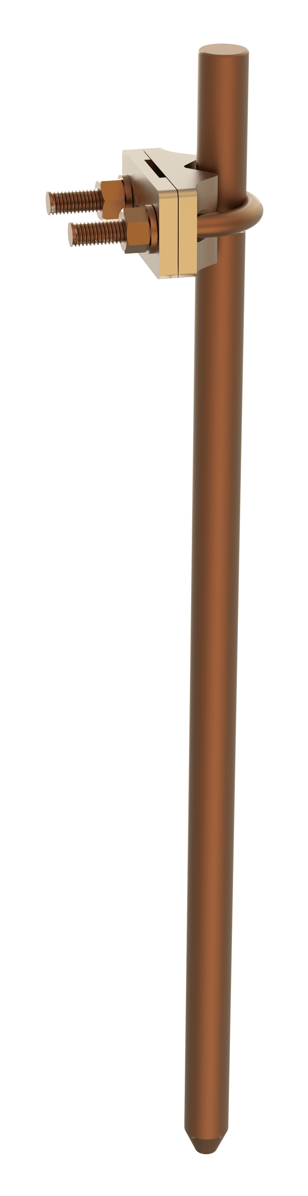 Two-plate Type E clamp mounted to a vertical rod