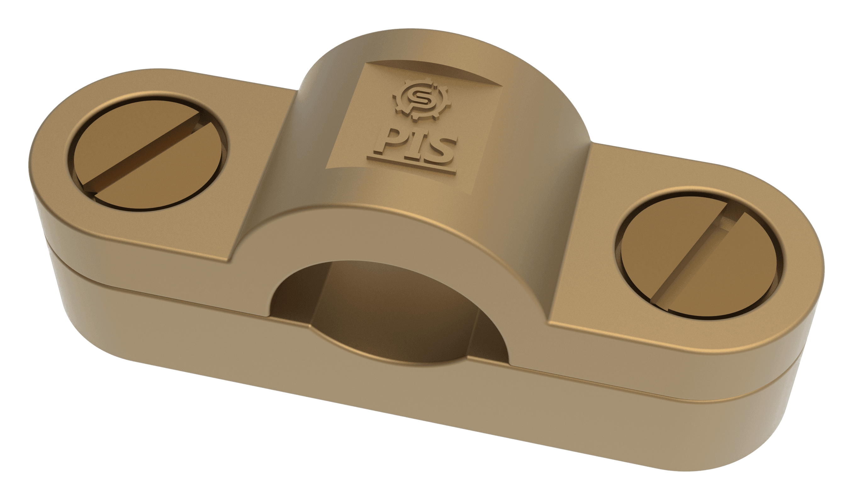 Two slotted screws and raised round-conductor saddle